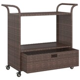 vidaXL Serveerwagen met lade - Poly rattan bruin - Nu 53% korting!