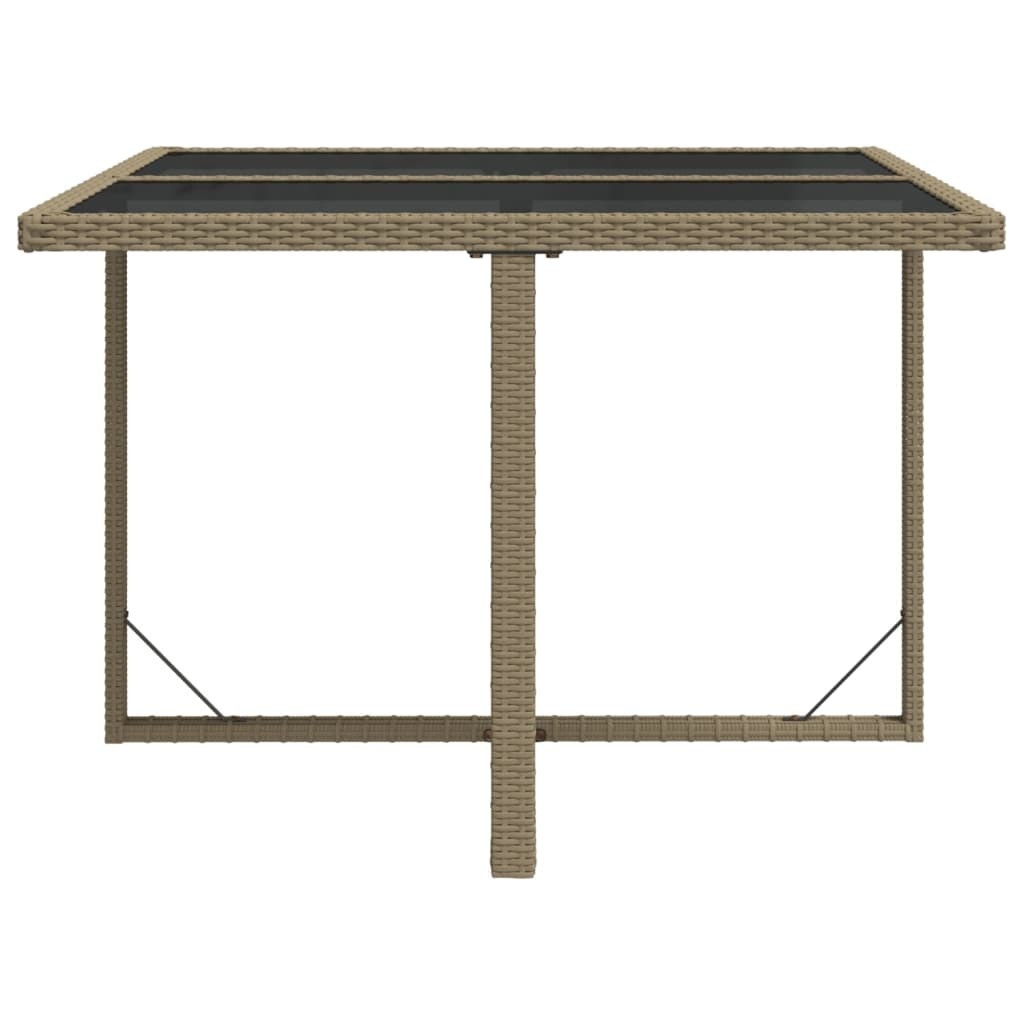 vidaXL Tuintafel Rattan/Glas Beige - 64% Korting
