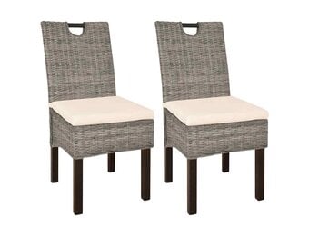 vidaXL Eetkamerstoel Kubu - 2 stuks | 63% Korting | Rattan & Mangohout