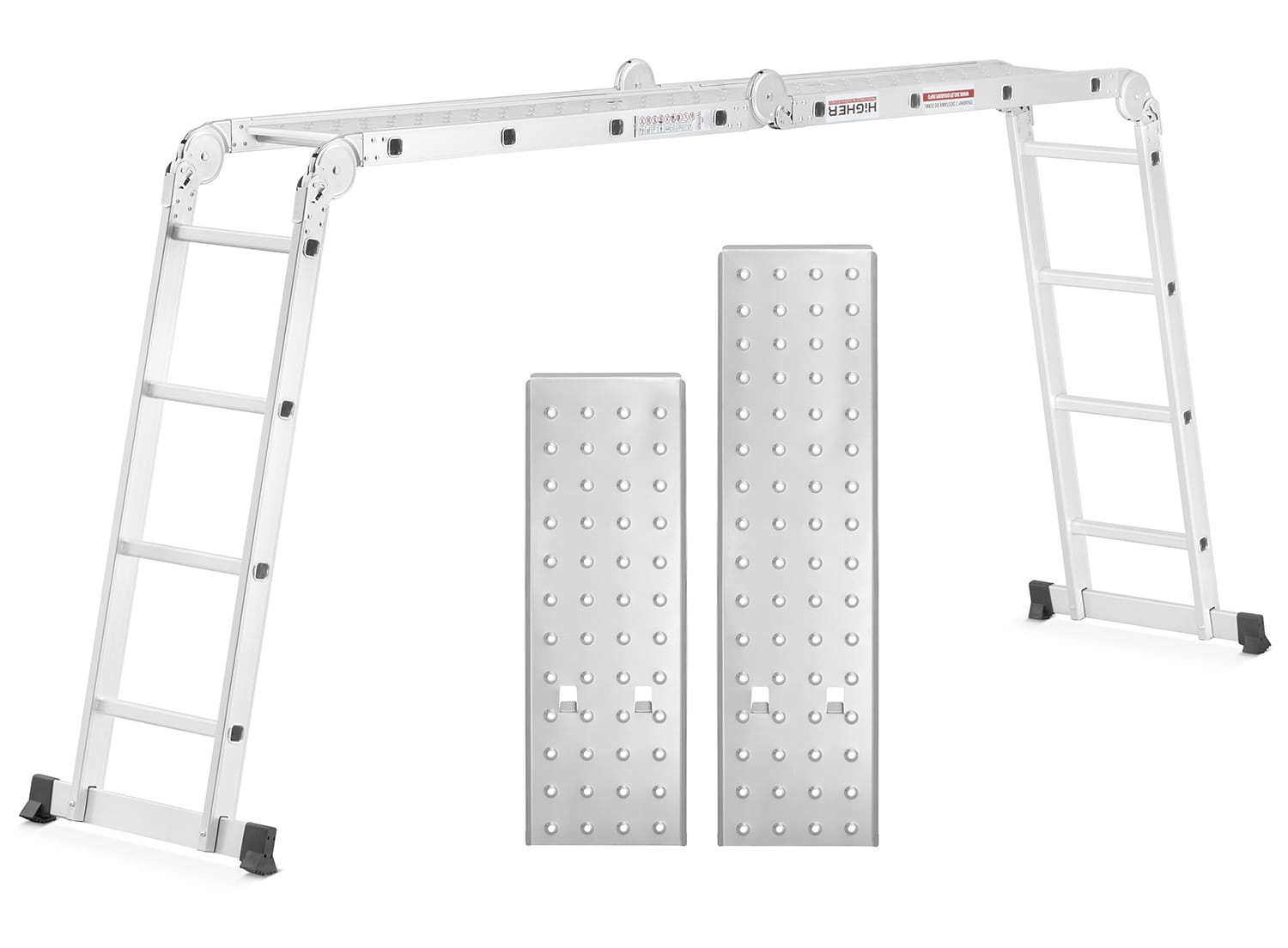 Vouwladder - werkhoogte 5,60 m - aluminium - met platform