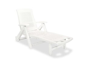 vidaXL Ligstoel met voetsteun - Kunststof Wit - 35% Korting!