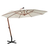 vidaXL Zweefparasol Hout 350cm Wit - 55% Korting!
