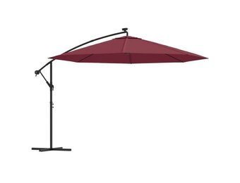 vidaXL Zweefparasol met LED - 350 cm Bordeauxrood - 53% Korting!