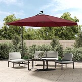 vidaXL Zweefparasol met LED - 350 cm Bordeauxrood - 53% Korting!