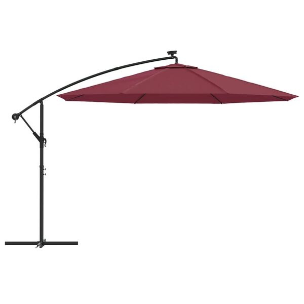 vidaXL Zweefparasol met LED - 350 cm Bordeauxrood - 53% Korting!