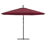 vidaXL Zweefparasol met LED - 350 cm Bordeauxrood - 53% Korting!
