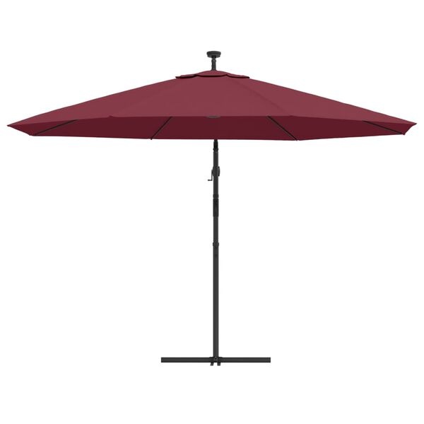 vidaXL Zweefparasol met LED - 350 cm Bordeauxrood - 53% Korting!