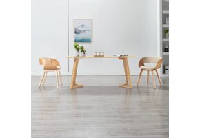 vidaXL Eetkamerstoel Gebogen Hout & Kunstleer Crème - 47% Korting