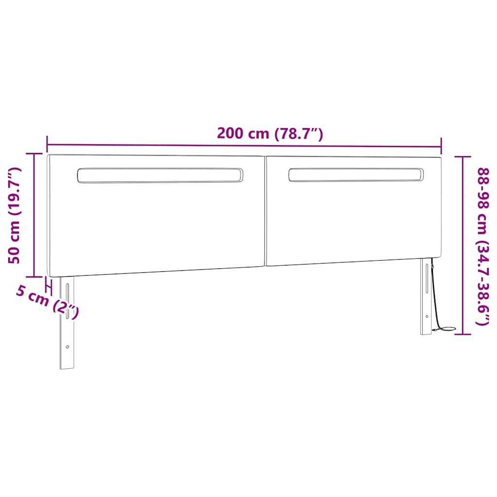 vidaXL Hoofdbord Grijs PVC - 200 cm - 41% Korting