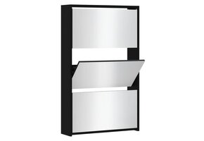 vidaXL Schoenenkast met spiegel 3-laags 63x17x102,5 cm zwart