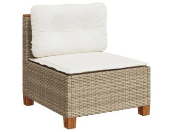 vidaXL Tuinbank zonder armleuning met kussens poly rattan beige