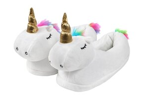 Eenhoorn Pantoffels Wit - One Size (36-41) - 53% Korting