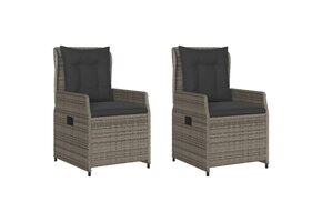 vidaXL Tuinstoelen Poly Rattan Grijs - 2x Verstelbaar met 71% Korting