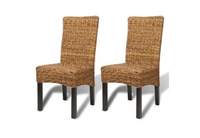 vidaXL Eetkamerstoelen (2 st) - Abaca & Mangohout - 70% Korting!