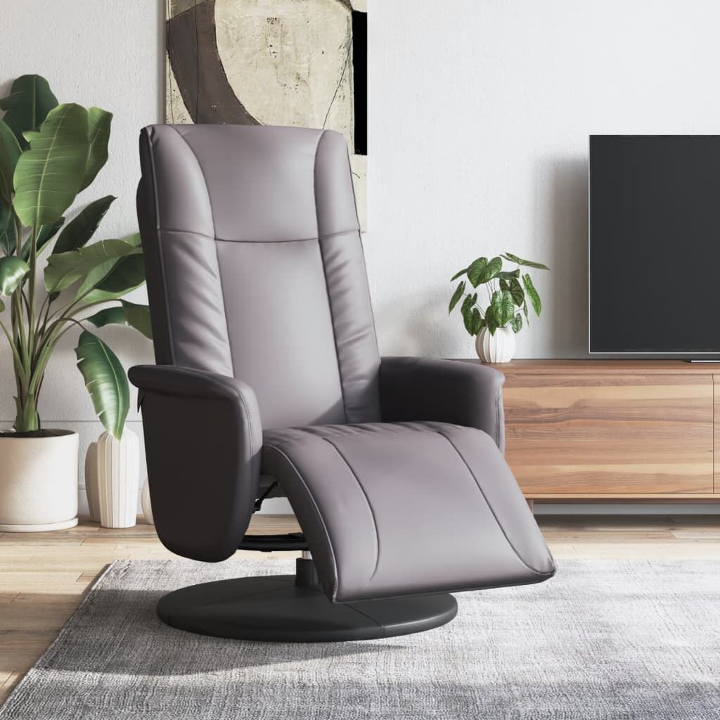 vidaXL Fauteuil met voetensteun - Kunstleer Grijs | 47% Korting