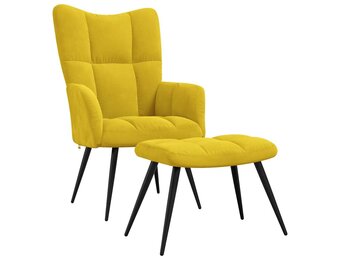 VidaXL Relaxstoel met Voetenbank: Fluweel Mosterdgeel - 35% Korting!