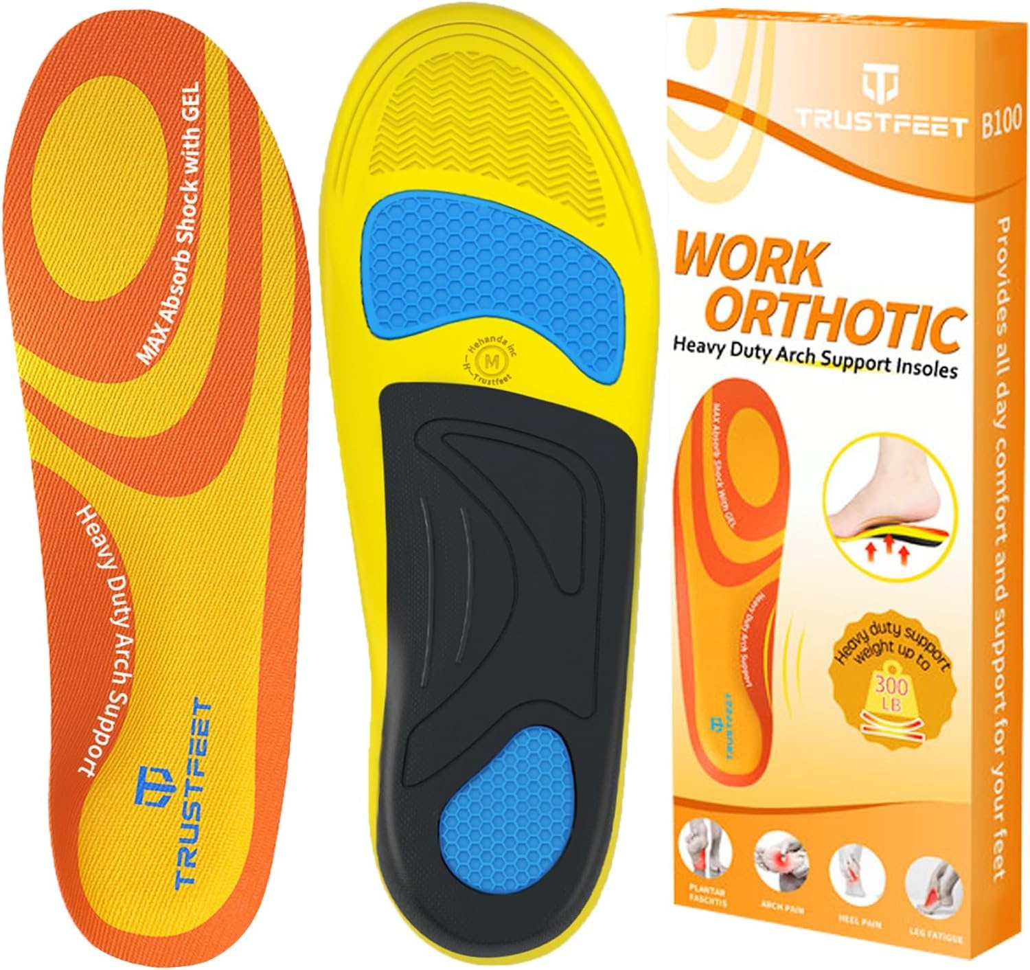 Orthopedische Werkinlegzolen Trustfeet B101 | Oranje | Maat M (41-43) - 30% Korting!