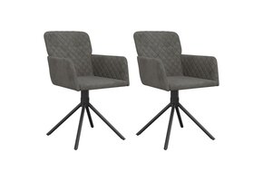 vidaXL Eetkamerstoelen (2 st.) - Draaibaar, Fluweel Donkergrijs - 30% Korting!