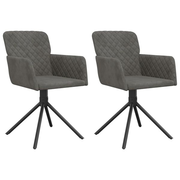 vidaXL Eetkamerstoelen (2 st.) - Draaibaar, Fluweel Donkergrijs - 30% Korting!