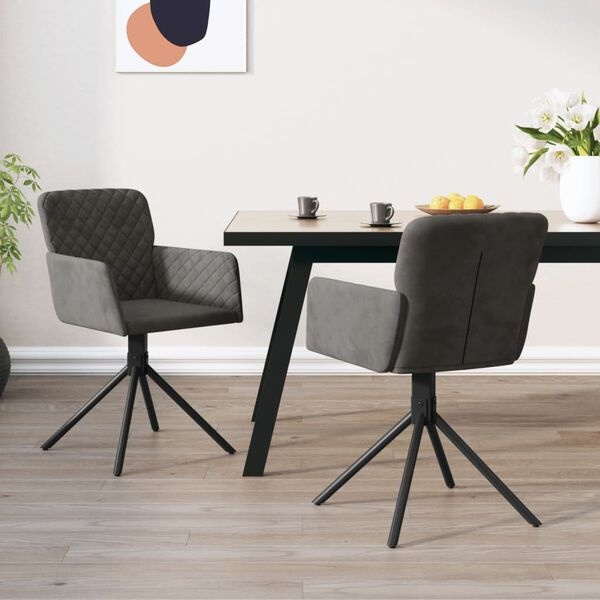 vidaXL Eetkamerstoelen (2 st.) - Draaibaar, Fluweel Donkergrijs - 30% Korting!