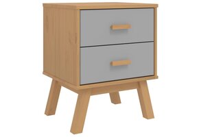 vidaXL Nachtkastje OLDEN: 30% Korting! Massief Grenenhout, Grijs/Bruin