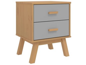 vidaXL Nachtkastje OLDEN: 30% Korting! Massief Grenenhout, Grijs/Bruin