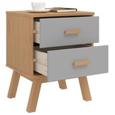 vidaXL Nachtkastje OLDEN: 30% Korting! Massief Grenenhout, Grijs/Bruin