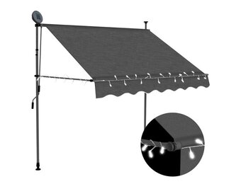 vidaXL Luifel handmatig uitschuifbaar met LED, 150cm Antraciet - 47% Korting!