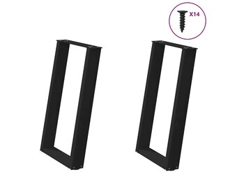 vidaXL Eettafelpoten U-vorm (2 stuks) - Zwart Staal - 55% Korting!