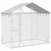 vidaXL Hondenkennel met Dak - 3x1.5x2.5m - Gegalvaniseerd Staal - Zilver - 35% Korting!