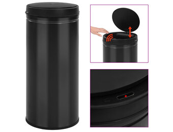vidaXL Prullenbak Sensor 80L Zwart - 47% Korting!