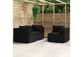 vidaXL Loungeset 3-delig | Poly Rattan Zwart | 42% Korting
