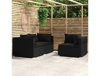 vidaXL Loungeset 3-delig | Poly Rattan Zwart | 42% Korting