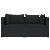 vidaXL Loungeset 3-delig | Poly Rattan Zwart | 42% Korting