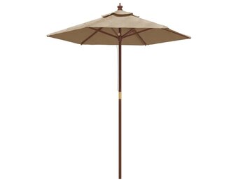 vidaXL Parasol met houten paal 196x231 cm Taupe - 47% Korting
