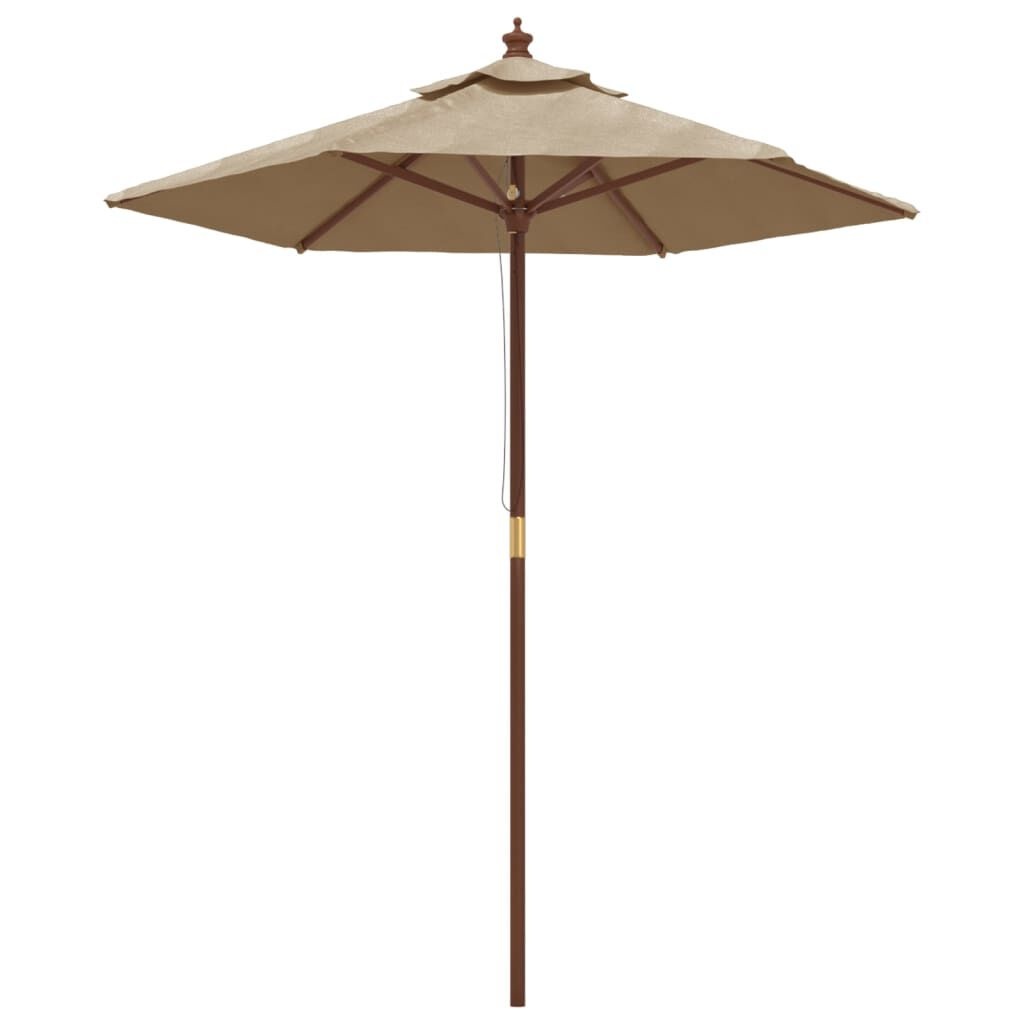 vidaXL Parasol met houten paal 196x231 cm Taupe - 47% Korting
