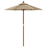 vidaXL Parasol met houten paal 196x231 cm Taupe - 47% Korting