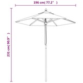 vidaXL Parasol met houten paal 196x231 cm Taupe - 47% Korting