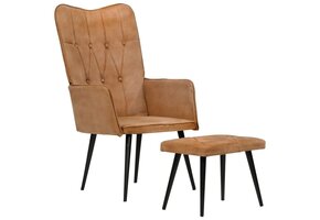vidaXL Fauteuil & Voetensteun Canvas Bruin - 37% Korting!