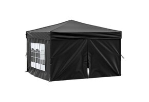 VidaXL Partytent 3x3m Zwart - Inklapbaar met Zijwanden - 35% Korting!