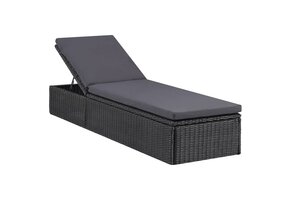 vidaXL Ligbed Poly Rattan Zwart/Donkergrijs - 57% Korting!