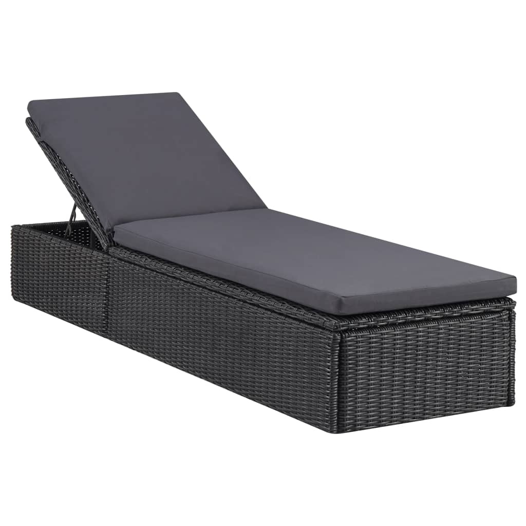 vidaXL Ligbed Poly Rattan Zwart/Donkergrijs - 57% Korting!