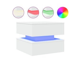 VidaXL Salontafel Wit met LED-verlichting - 50x50x40 cm | Nu 55% Korting