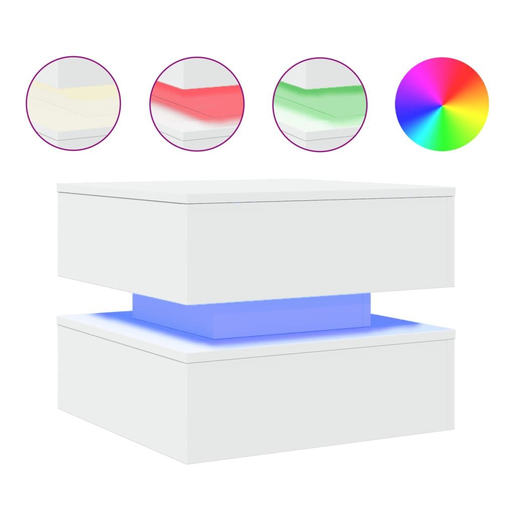 VidaXL Salontafel Wit met LED-verlichting - 50x50x40 cm | Nu 55% Korting