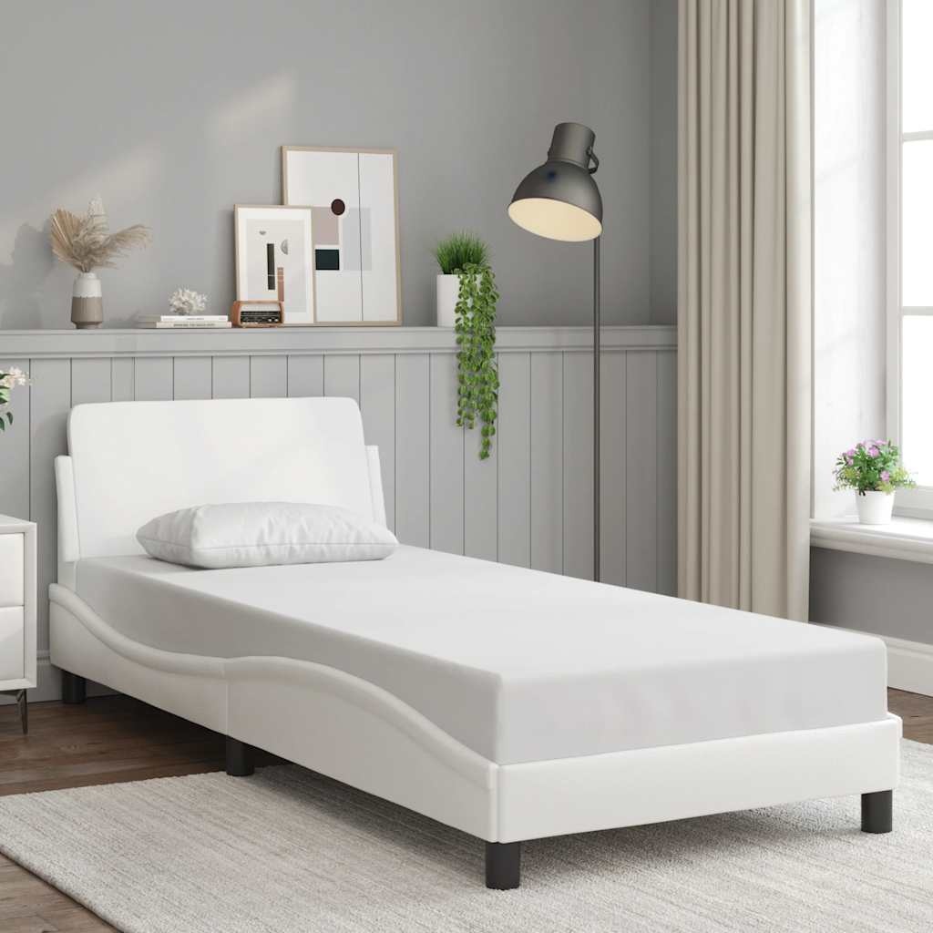 vidaXL Bedframe Kunstleer Wit 90x200 cm - 35% Korting
