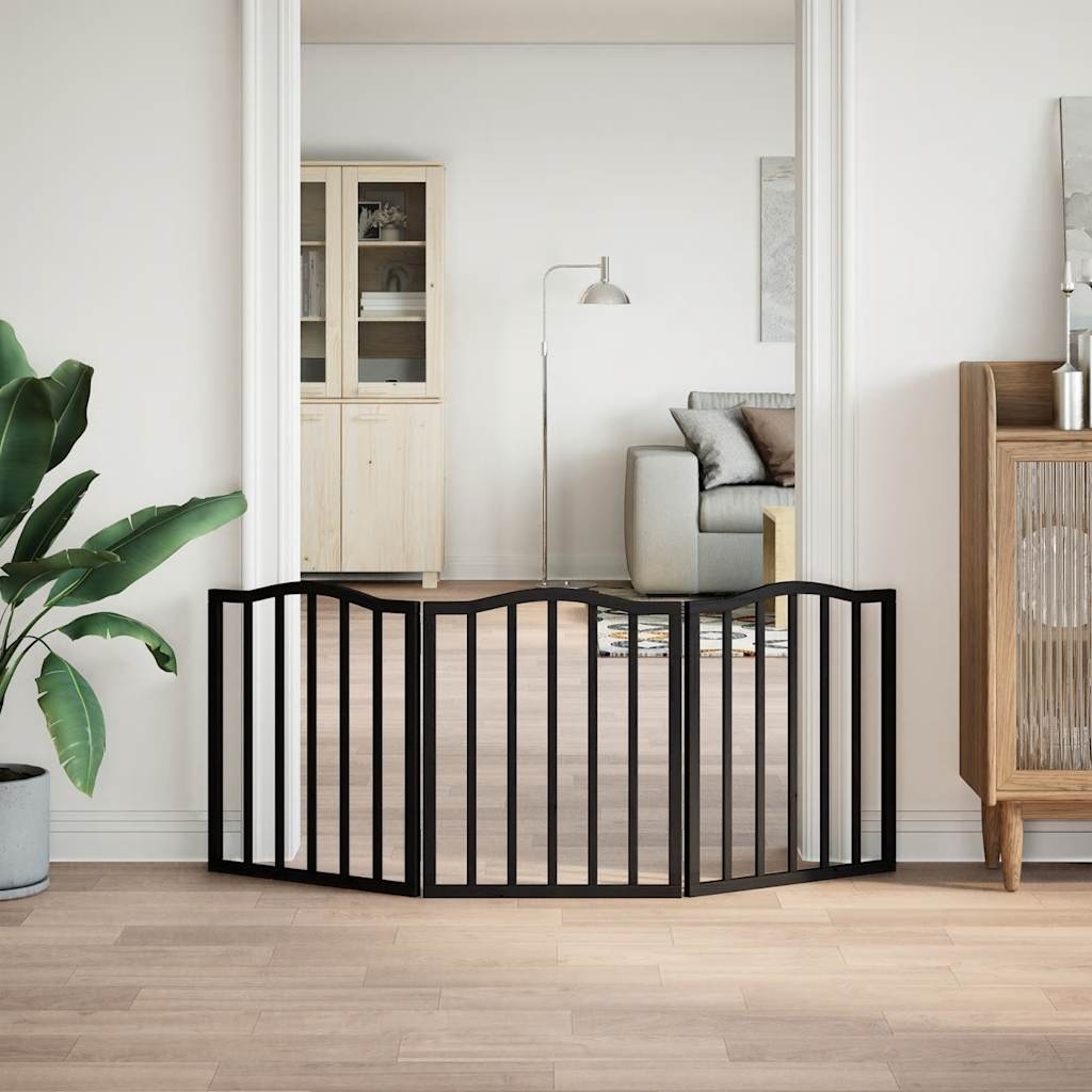 vidaXL Hondenhek 3 panelen 150cm Populierenhout Zwart - 55% Korting!