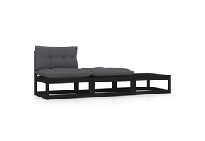 vidaXL Loungeset Grenenhout Zwart - 63% Korting