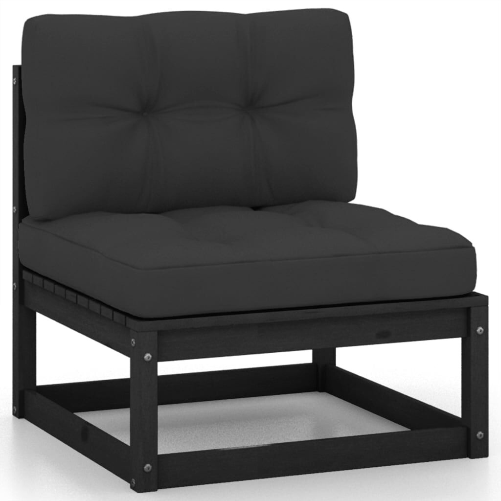 vidaXL Loungeset Grenenhout Zwart - 63% Korting