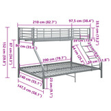 vidaXL Stapelbedframe Grijs Metaal 140x200/90x200 cm - 30% Korting!