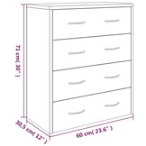 vidaXL Dressoir met 4 Lades - Zwart - 35% Korting
